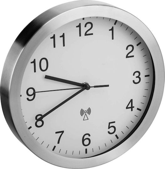 TFA Ρολόι Τοίχου Μεταλλικό Ασημί Ø25cm