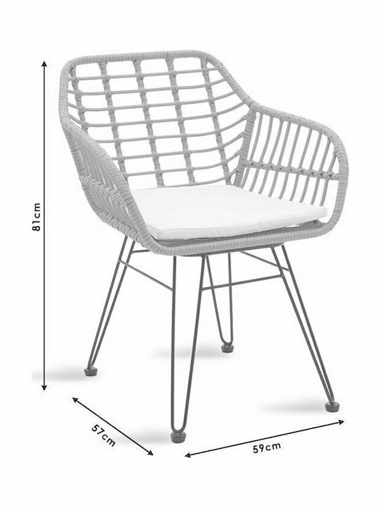 Fotoliu de exterior Rattan Naoki cu pernă Μαύρο - Γκρι 1buc 59x57x81cm