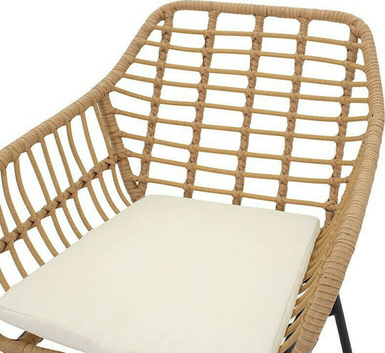 Outdoor-Sessel Rattan Naoki Black - Natural mit Kissen 60x70x75εκ.