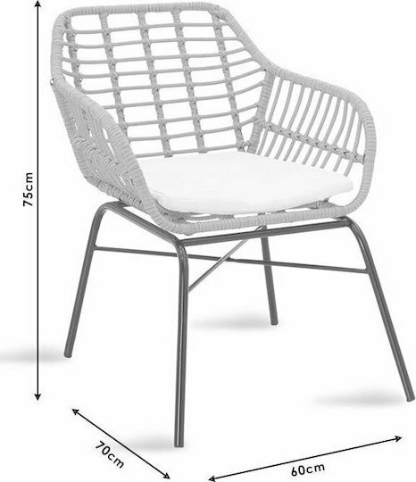 Outdoor-Sessel Rattan Naoki Black - Natural mit Kissen 60x70x75εκ.