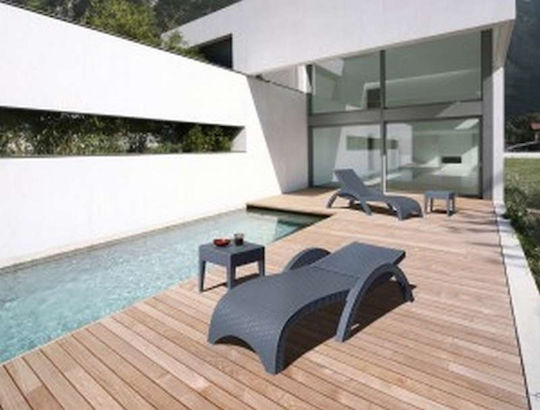 Tisch für kleine Außenbereiche Rattan Stabil Miami Gray 45x45x45cm