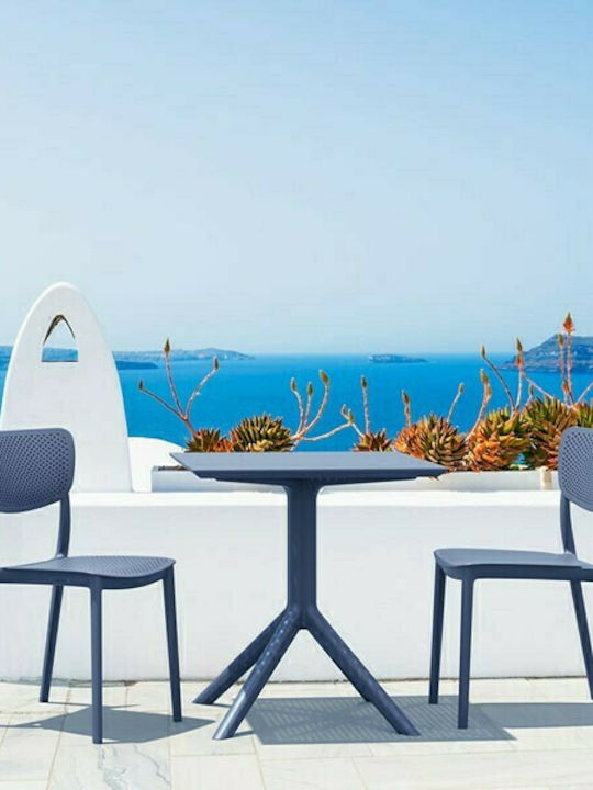 Sky Outdoor Dinner Free Standing Polypropylene Table Gray 70x70x74cm
