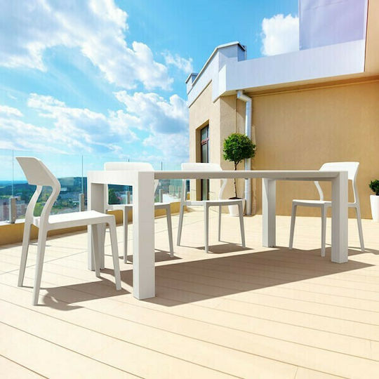 Vegas Outdoor Dinner Extendable Polypropylene Table White 100(+40)x180x75cm