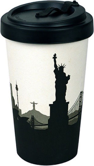 Woodway Around the World Mug Bamboo with Lid Black 500ml
