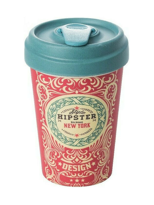 Chic Mic Original Hipster Cană Bambus cu Capac Multicoloră 400ml 1buc