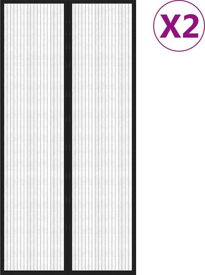 vidaXL Mosquito Net Door with Velcro with Magnetic Clasp Polyester Black 100x220cm