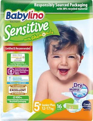 Babylino Sensitive Chamomile Πάνες με Αυτοκόλλητο No. 5+ για 13-27kg 16τμχ