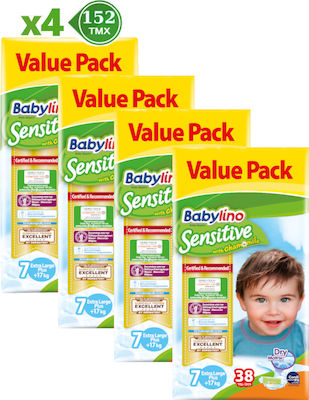 Babylino Tape Diapers Sensitive With Chamomile No. 7 for 17+kg 152pcs