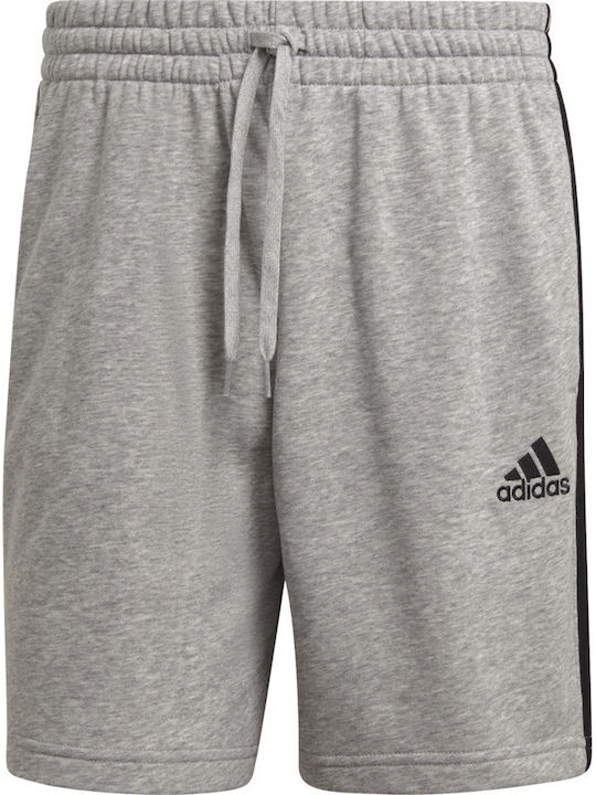 Essentials French Terry 3-Stripes Αθλητική Ανδρική Βερμούδα Γκρι