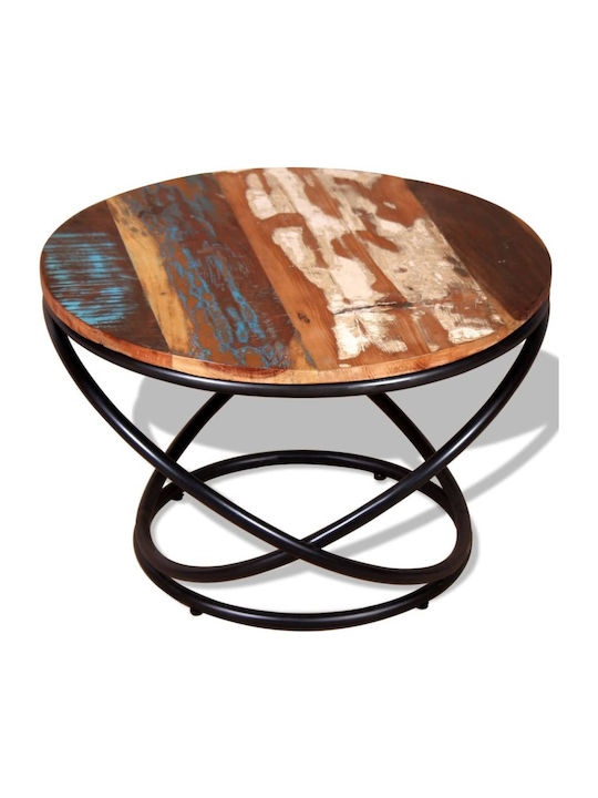 Round Side Table from Solid Wood Beige L60xW60xH40cm.