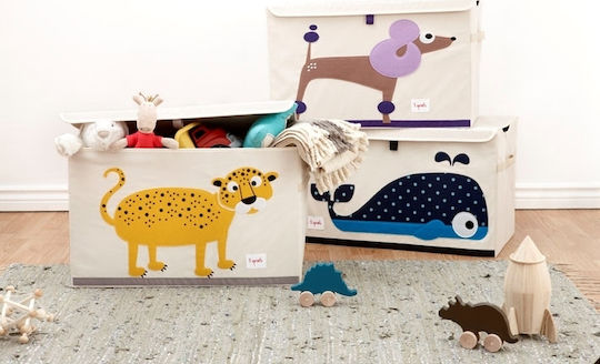 3 Sprouts Children's Folding Storage Box made of Fabric Dino Green 61x37x38cm 1pcs