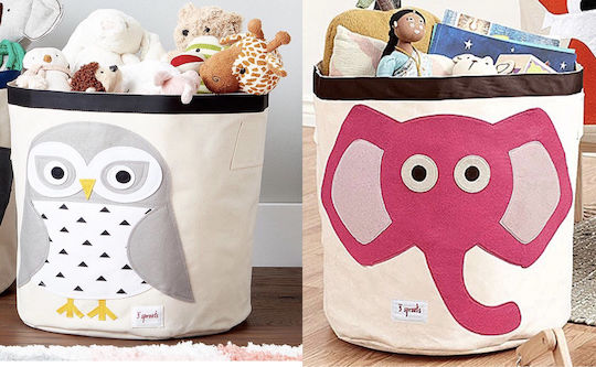 3 Sprouts Детска кошница за съхранение Owl Сив 43x43x45см 1бр