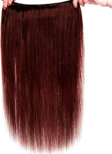 Bioshev Professional Haarteile mit Clip mit Echthaar in Rot Farbe 50cm