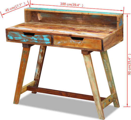 Бюро от Масивно дърво Многоцветно 100x45x90см