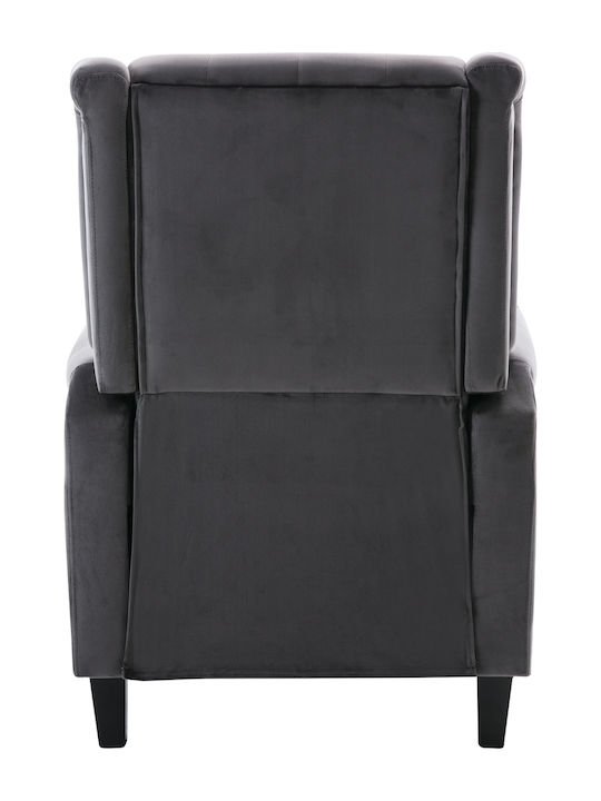 Chester Πολυθρόνα Relax με Υποπόδιο Βελούδινη Grey 78x85x104cm