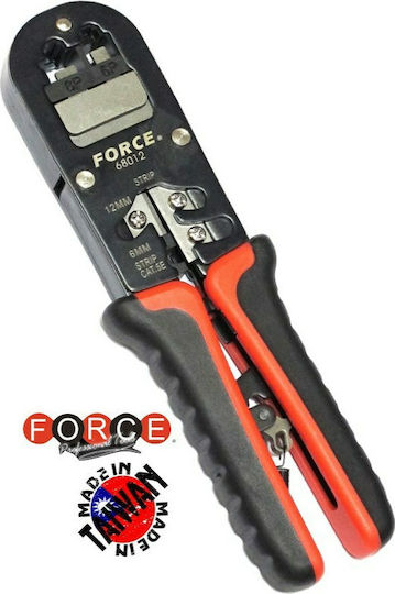 Force Πρέσα Ακροδεκτών Δικτύου RJ11, RJ45 με Απογυμνωτή & Μηχανισμό Καστάνιας (Μήκος 170mm)