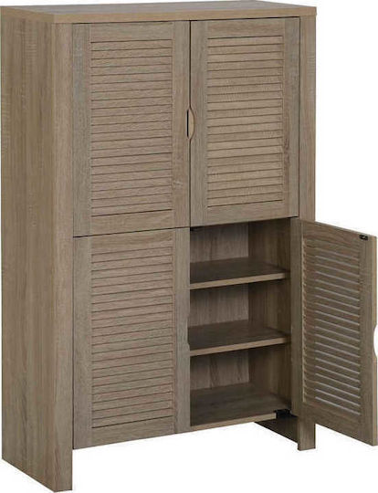 Holz Schuhschrank mit 6 Regalen Braun L80xW32xH127cm