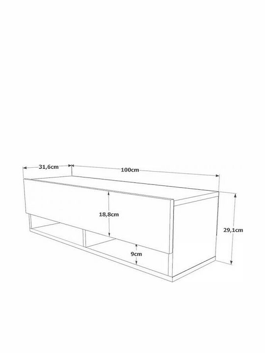Έπιπλο Τηλεόρασης Handra Ανθρακί / Καρυδί Μ100xΠ31.5xΥ29cm