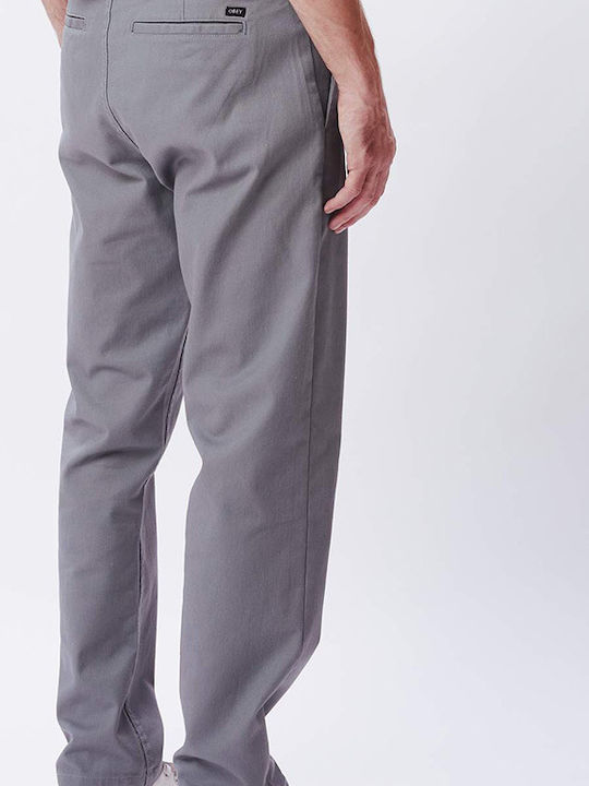 Obey Straggler Men's Trousers Chino in Straight Line Gray