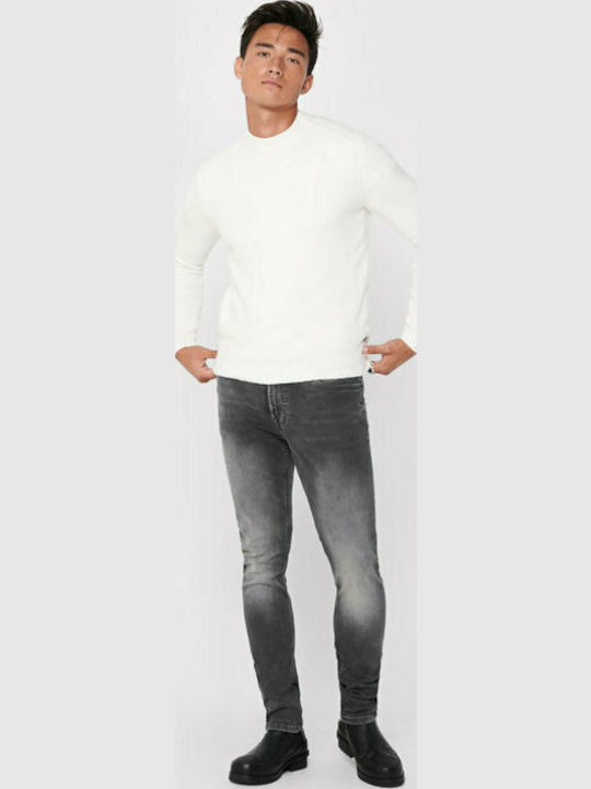 Pantaloni Jeans pentru Bărbați Elastic cu Croială Slim Gri
