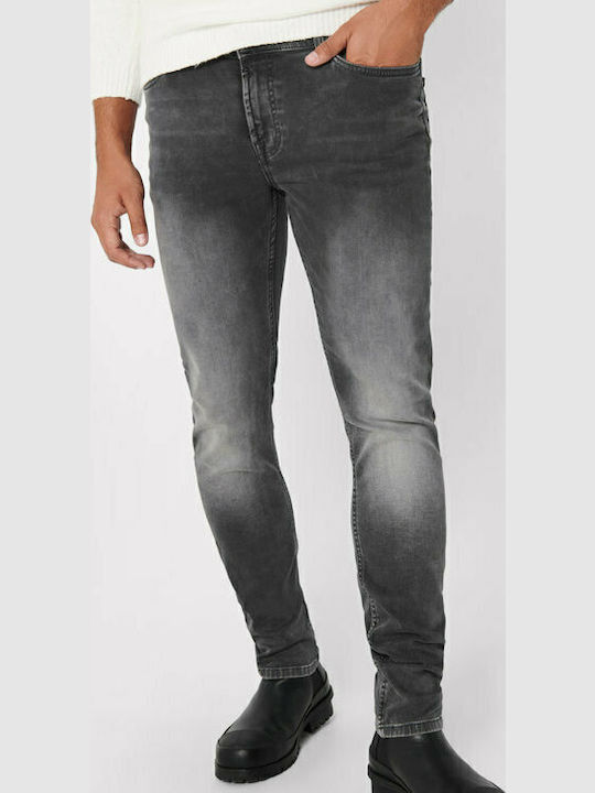 Pantaloni Jeans pentru Bărbați Elastic cu Croială Slim Gri