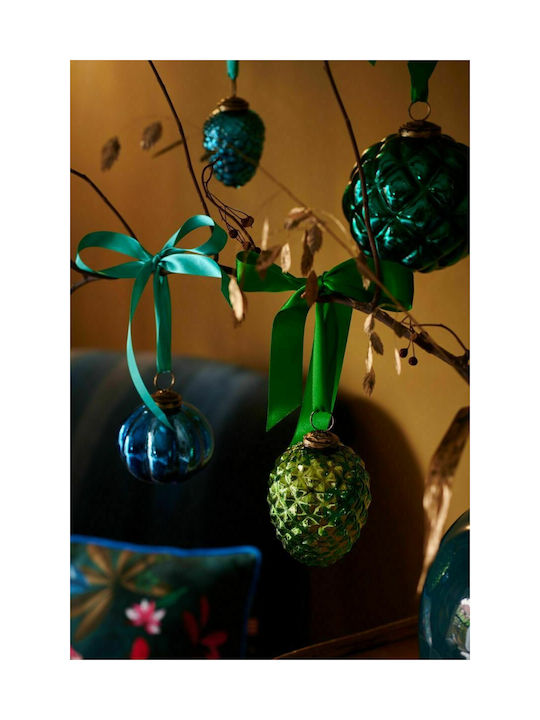 Ornament Con De Pin Din Sticlă Verde 10cm