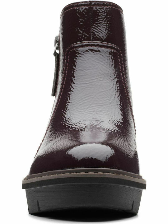 Airabell Leather Women's Ankle Boots Platform Burgundy