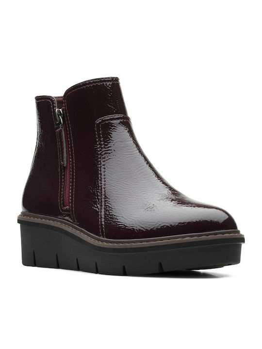 Airabell Leather Women's Ankle Boots Platform Burgundy