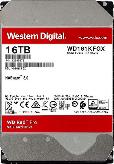 Western Digital Red Pro 16TB HDD Hard Drive 3.5" SATA III 7200rpm with 512MB Cache for NAS WD161KFGX