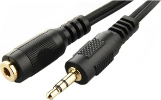 Cablexpert Καλώδιο Ήχου 3.5mm male - 3.5mm female Μαύρο 5m με Επίχρυσους Ακροδέκτες CCA-421S-5M