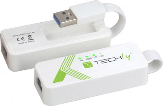 Techly IDATA USB-ETGIGA3T2 Αντάπτορας Δικτύου USB με Ενσύρματη Σύνδεση Gigabit Ethernet