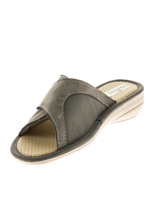 Damen Anatomische Flache Sandalen Grau