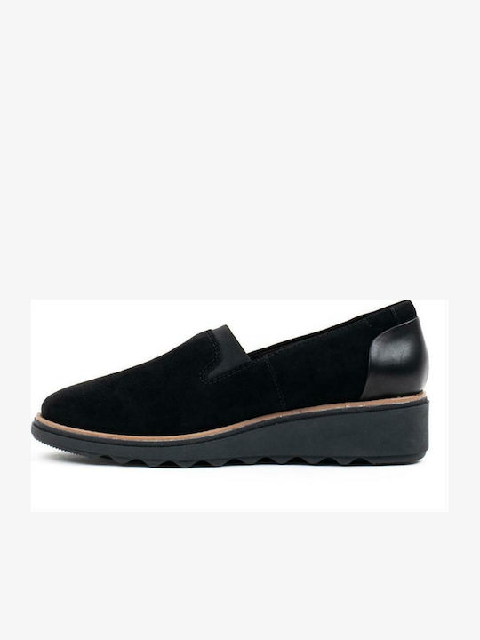Clarks Sharon Dolly Δερμάτινα Γυναικεία Μοκασίνια σε Μαύρο Χρώμα