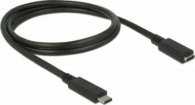 DeLock Regular USB 3.1 Cable USB-C male - USB-C female Μαύρο 1m (85533)