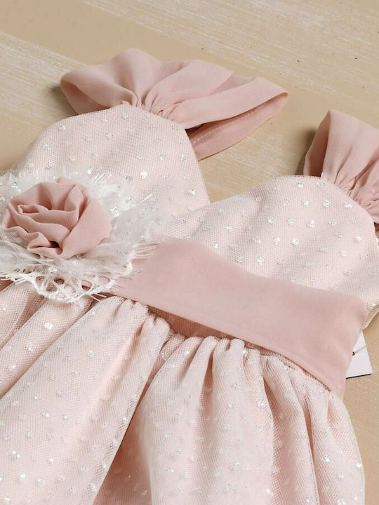 Lollipop Celebrations Roz Set de Haine de Botez cu Rochie , Accesorii pentru păr & Cardigan 3buc