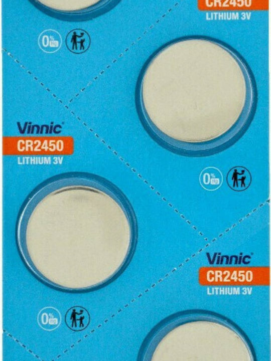 Vinnic Μπαταρίες Λιθίου Ρολογιών CR2450 3V 5τμχ
