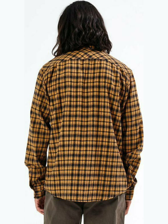 Long-sleeved Flannel Shirt Checked Οchre / Βlack