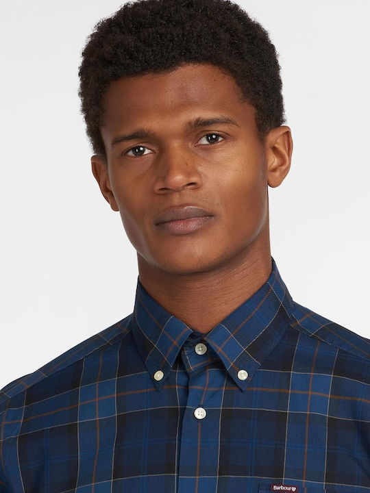 Wetherham Long-sleeved Cotton Shirt Checked Navy Blue