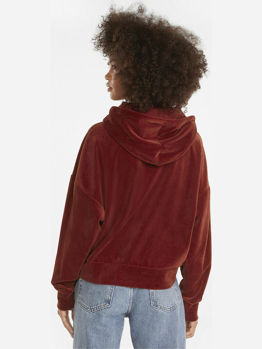 PUMA Women's Sweatshirt Brown with Hood