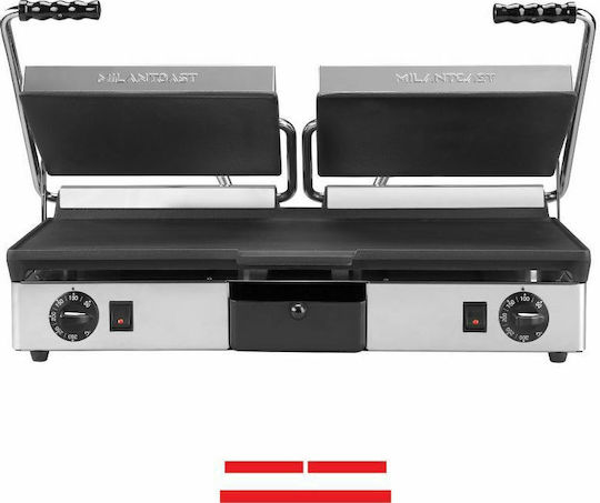 Milan Toast 16053 Commercial Double Sandwich Maker with Cast iron Flat Top and Flat Bottom 3500W
