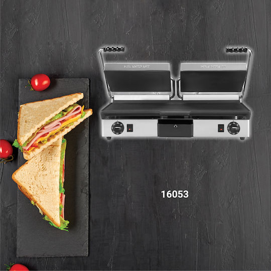 Milan Toast 16053 Commercial Double Sandwich Maker with Cast iron Flat Top and Flat Bottom 3500W