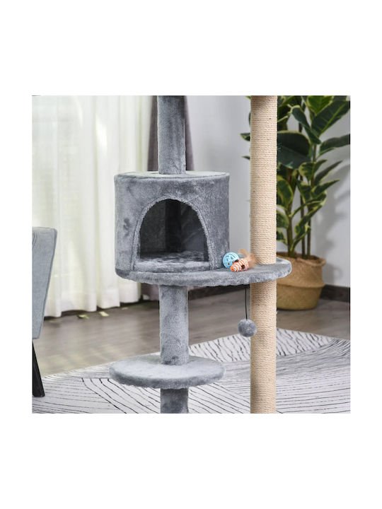 Pawhut Scratching Post Cat Trees Gray 4 levels 48x48x104cm
