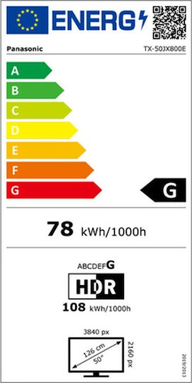 Panasonic Smart Television 50" 4K UHD LED TX-50JX800E HDR (2021)