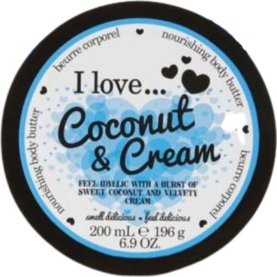 I Love Cosmetics Coconut and Cream Nourishing Body Butter Feuchtigkeitsspendendes Butter Körper mit Duft Kokosnuss 200ml