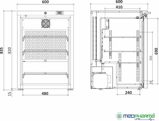 Olitrem Ψυγείο Φαρμακείου ARV 150 CS PV Pharma ARV 150 CS PV 122lt Ψύξη από +2°C έως +8°C Υ83.5xΠ60xΒ65cm