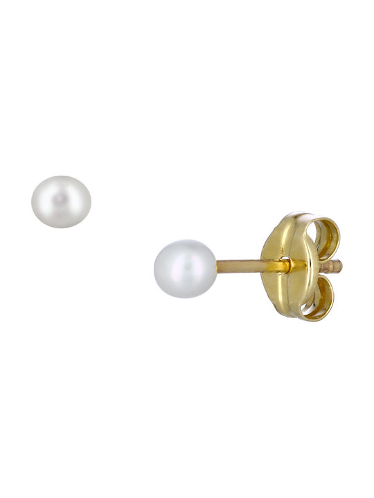 9K Gold Earrings with Pearl (P-42158) / 9K Yellow Gold Earrings