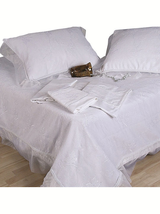 Viopros Viopros Brautschutzdecke Übergröße Set mit 2 Kissenbezügen Weiß 240x250cm