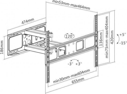 Sbox PLB-3646 PLB-3646 Wall TV Mount with Arm up to 70" and 40kg