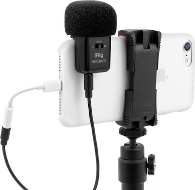 IK Multimedia Electret / Condensator (diafragmă mică) Microfon 3.5mm iRig Mic Cast 2 Montare Shock Mounted/Clip On