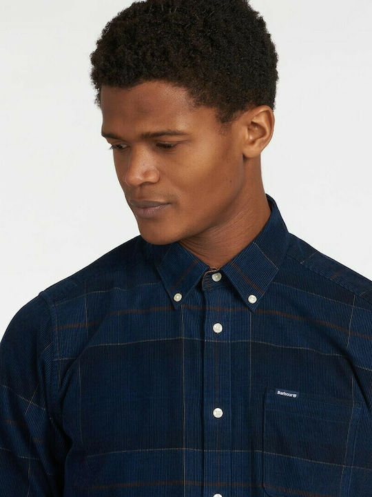 Blair Long-sleeved Corduroy Shirt Checked Navy Blue